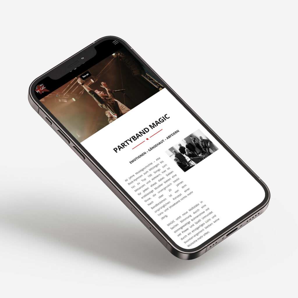 BUSINESS GOURMET - Partyband Magic Website Mockup 01